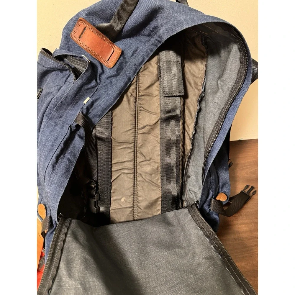 Vintage LL Bean Nylon Leather Continental Rucksack Blue Convertible Backpack